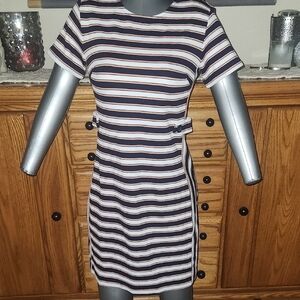 Banana Republic Factory Navy and White NWT picque Spring Midi Classy Dress Sz 2